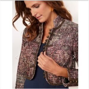 Soft Surroundings Icon Velvet Bolero Crop Jacket Large Urbina Umber Elegant Chic